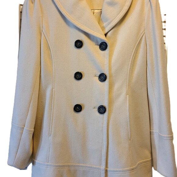 Colebrook Ivory Wool Coat Size L | Tailored Silhouette & Designer Details - Picture 1 of 7